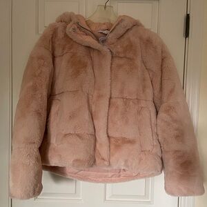 NWT Topshop Faux Fur Teddy Coat Borg Women’s Jacket Pink Size 4-6 Blush Blazer